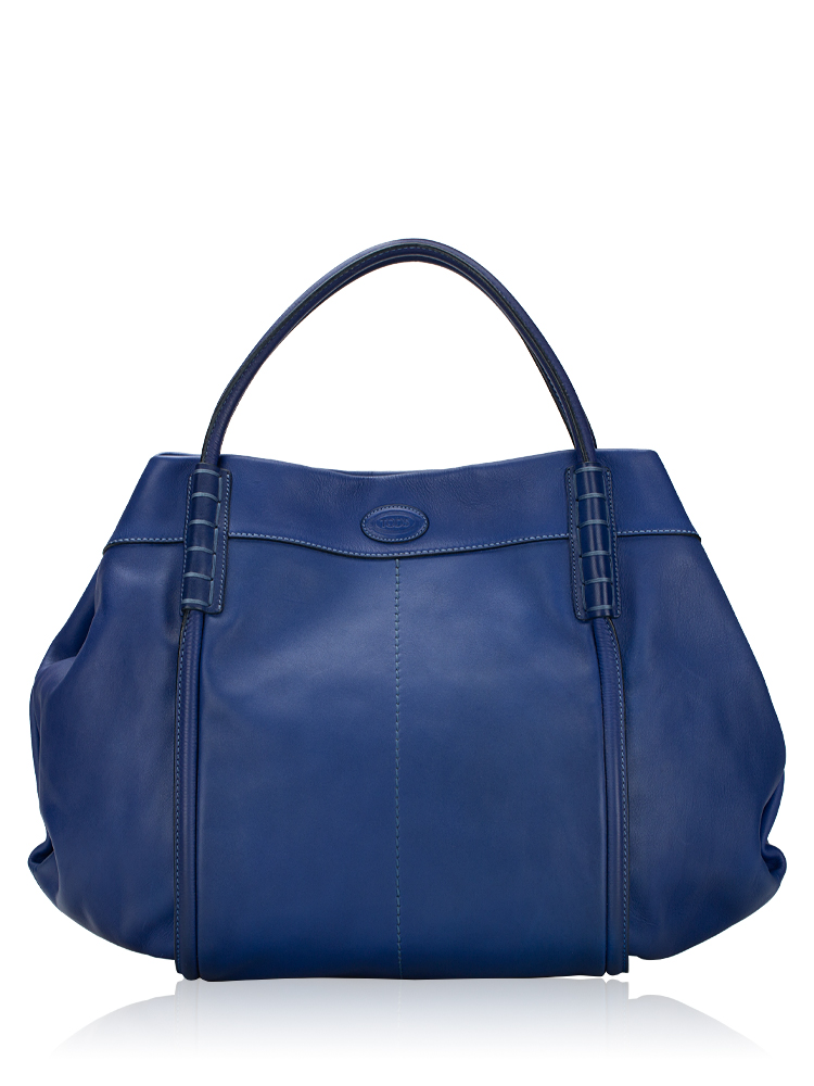Calfskin Media Shade Tote Blue
