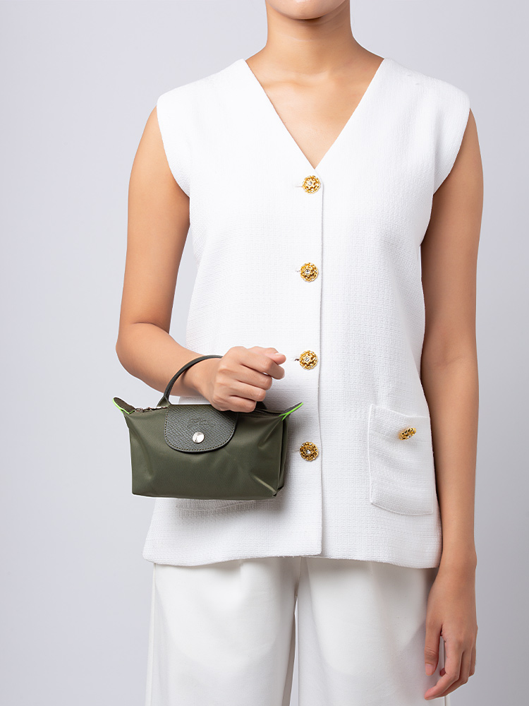 Le Pliage Green Pouch With Handle Forest