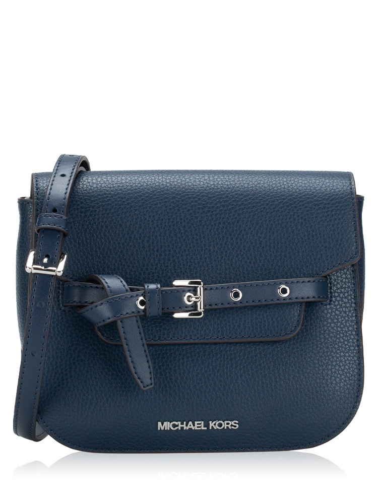 Emilia Leather Saddle Bag Navy