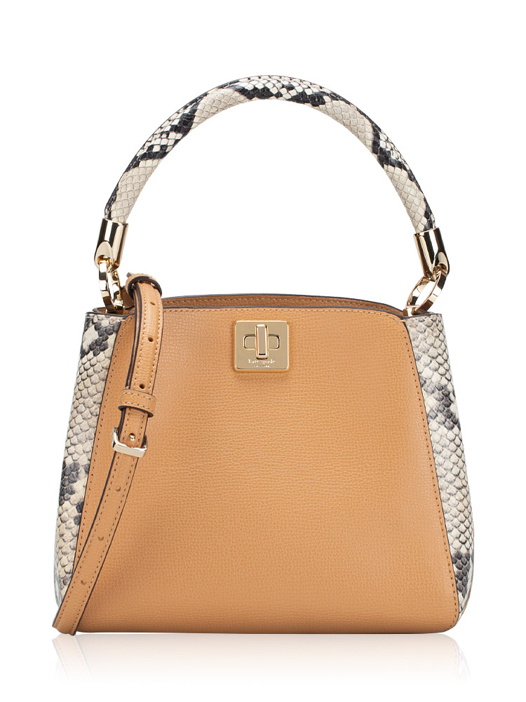 Phoebe Snake Embossed Top Handle Satchel Tiramisu Multi