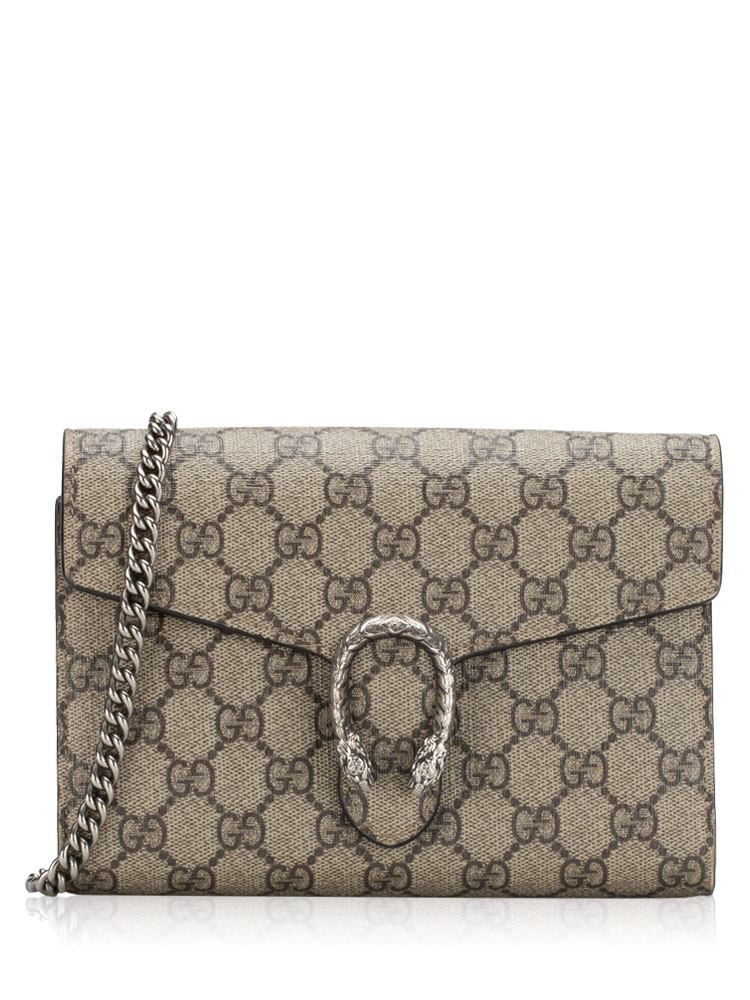 GG Supreme Dionysus Mini Chain Wallet Beige Taupe
