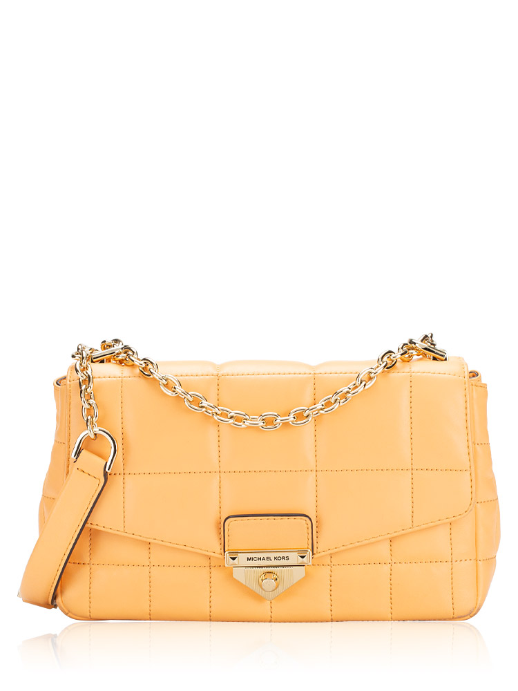 Soho Quilted Leather Large Shoulder Bag Orange
