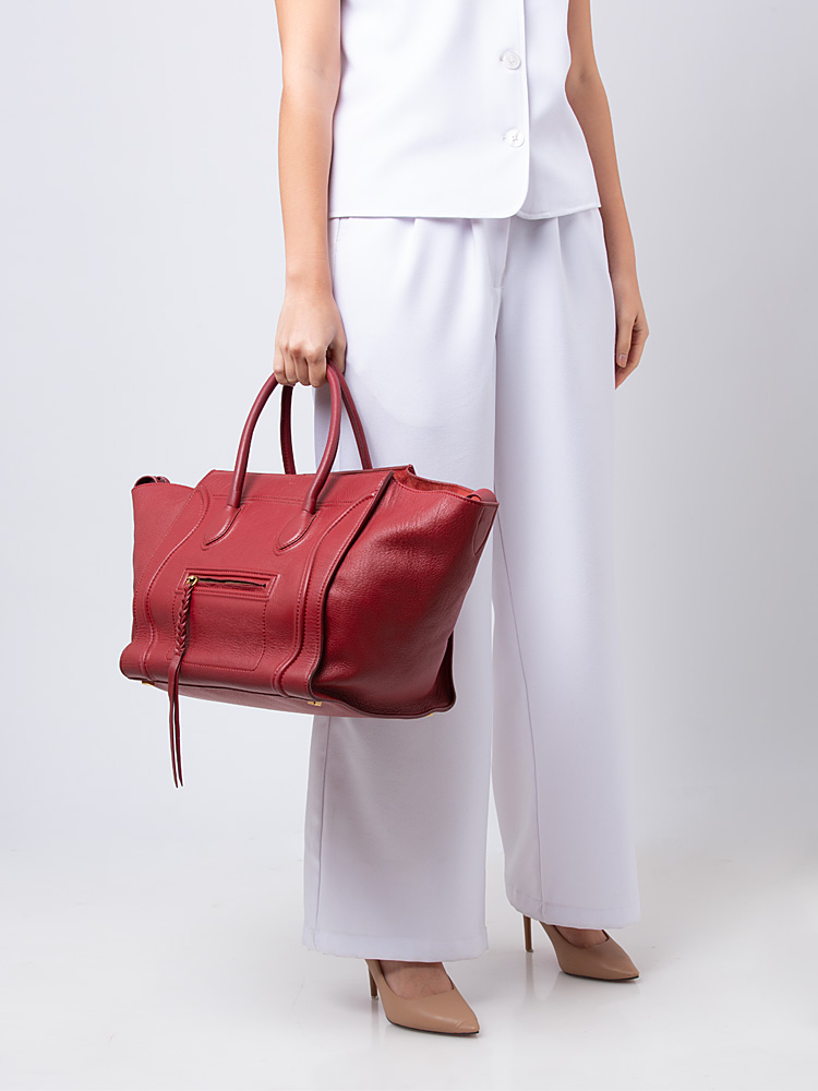 Supple Calfskin Medium Phantom Bag Luggage Red