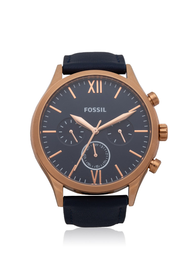 Men BQ2412 Fenmore Leather Watch Navy