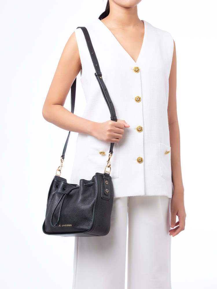H606L01SP22 Leather Mini Bucket Bag Black