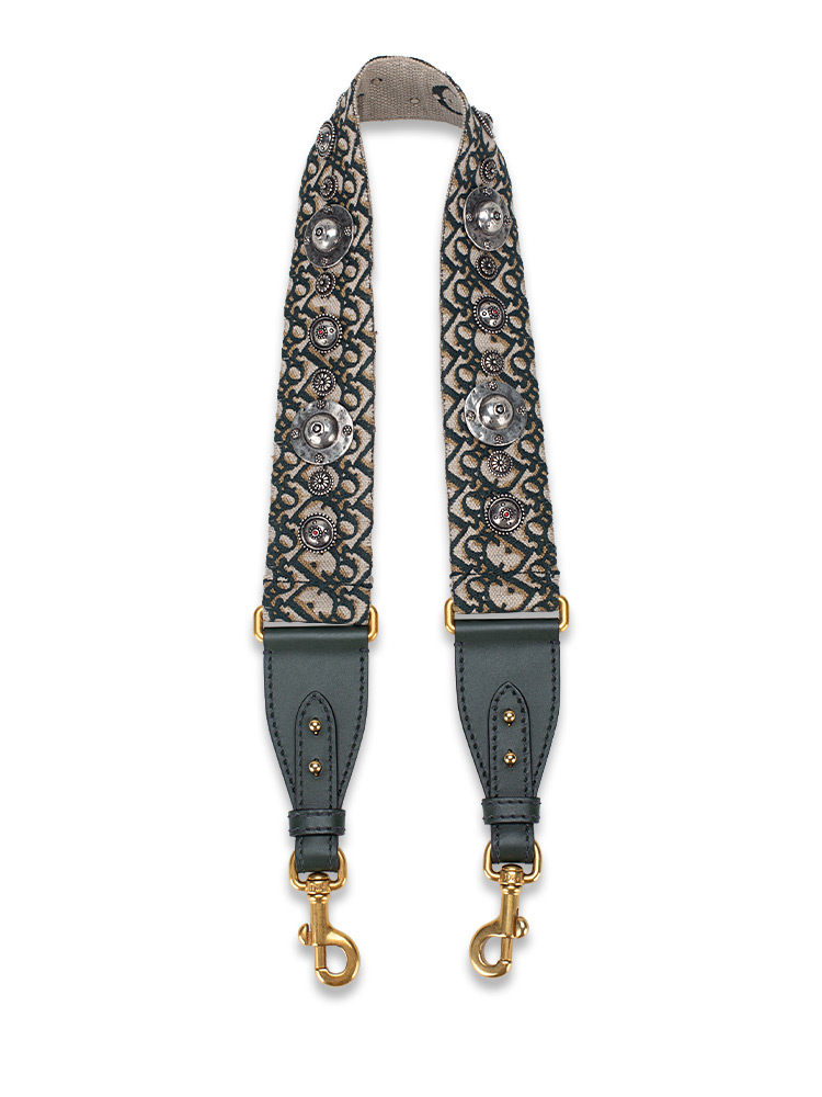 Oblique Studded Shoulder Strap Dark Green
