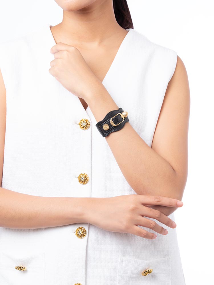 Giant Gold Cuff Bracelet Black Sz S