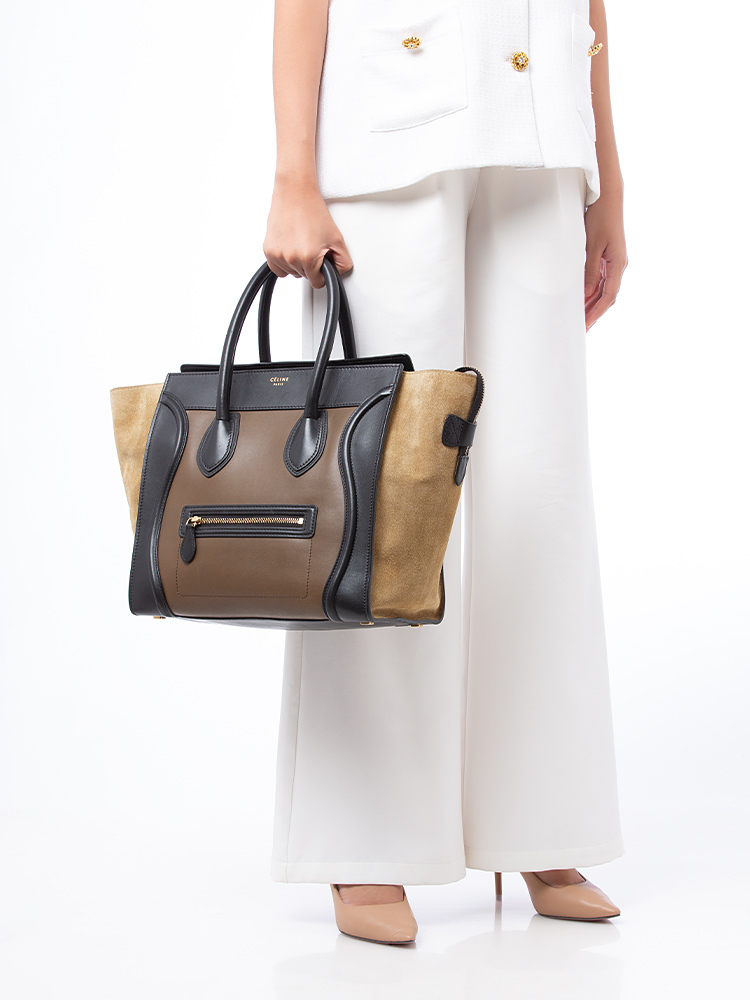 Smooth Calfskin Tri-Color Mini Luggage Olive