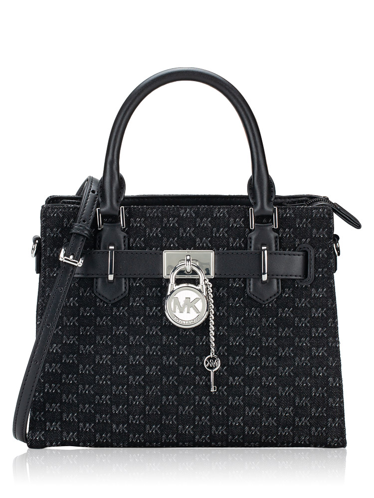 Signature Hamilton Washed Denim Small Satchel Black