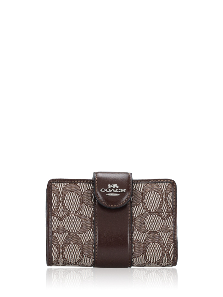 CU987 Signature Jacquard Medium Zip Wallet Oak Maple