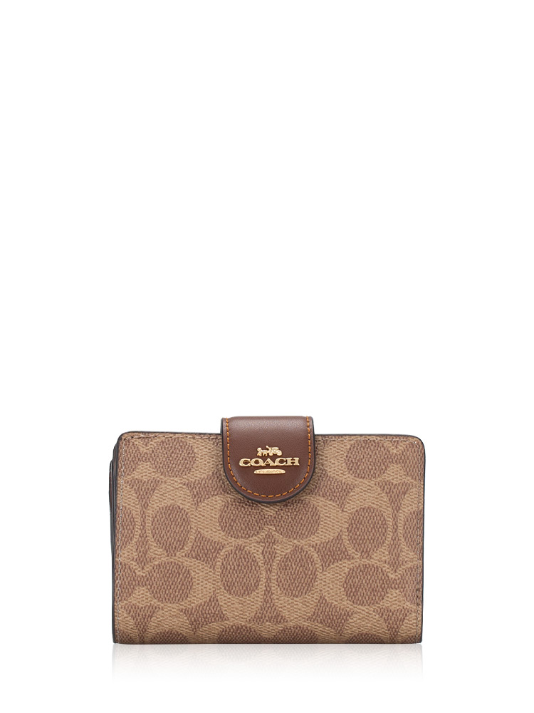 CW786 Signature Medium Corner Zip Wallet Tan Brown