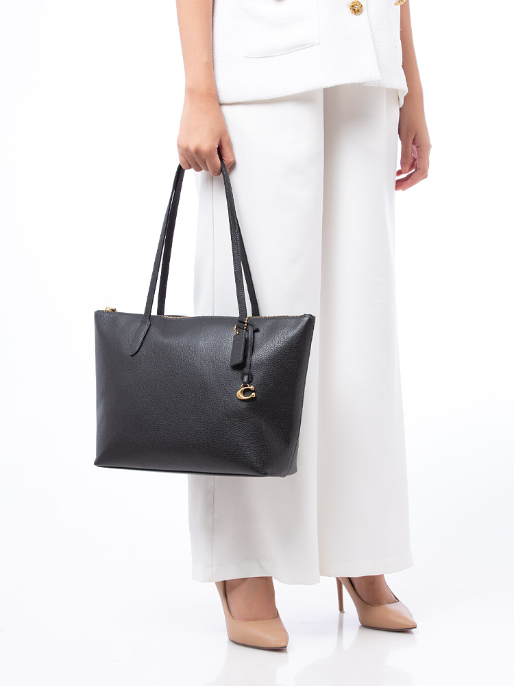CS010 Bella Pebbled Leather Tote Black