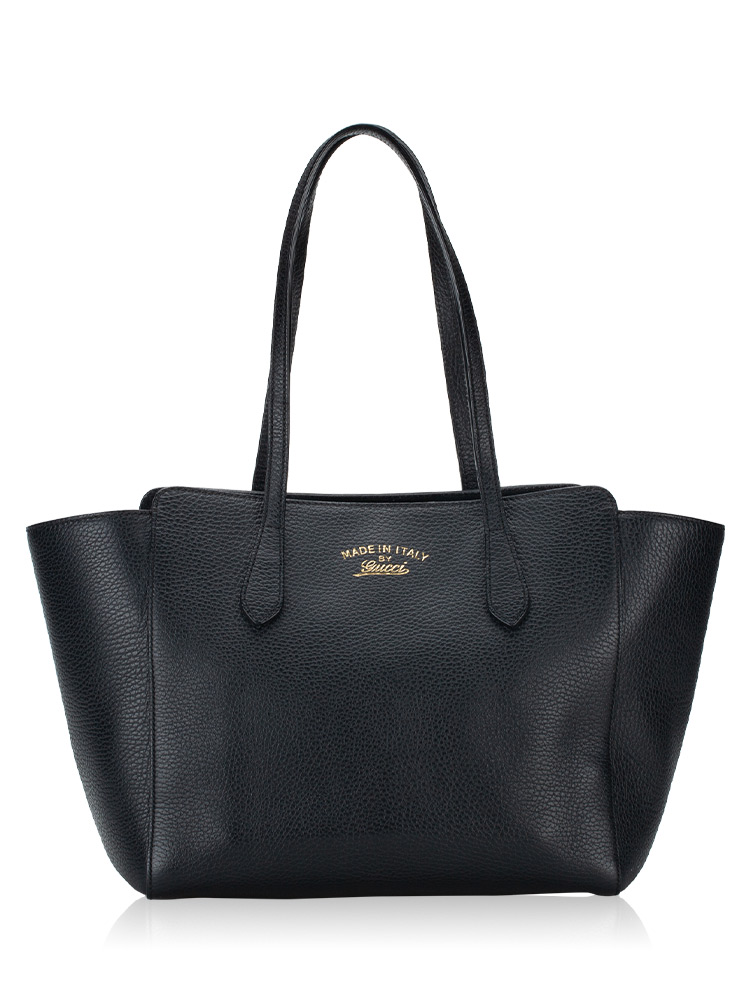Pebbled Calfskin Swing Small Tote Black