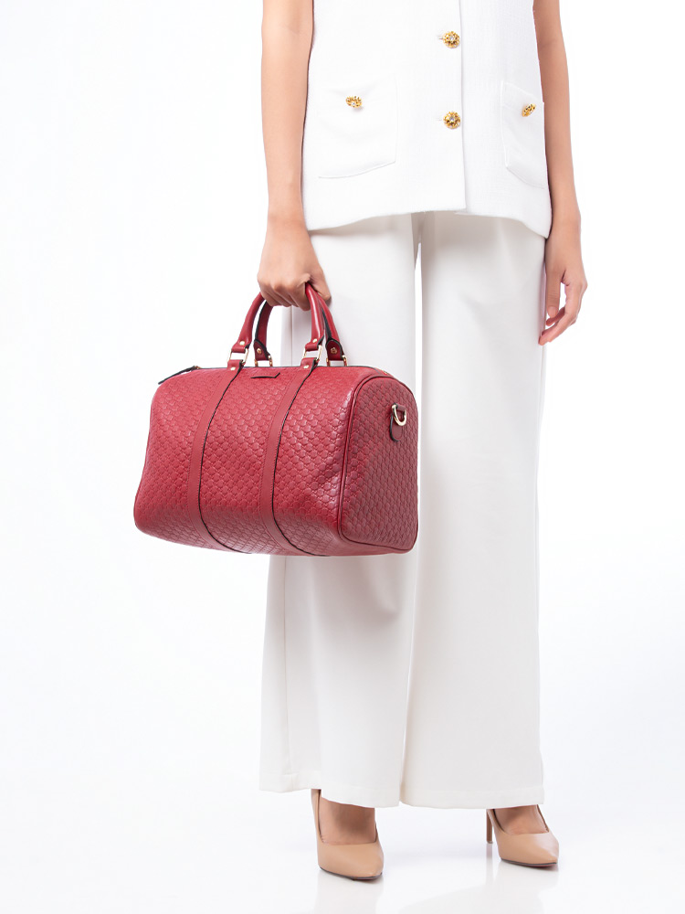 Microguccissima Medium Joy Boston Bag Red