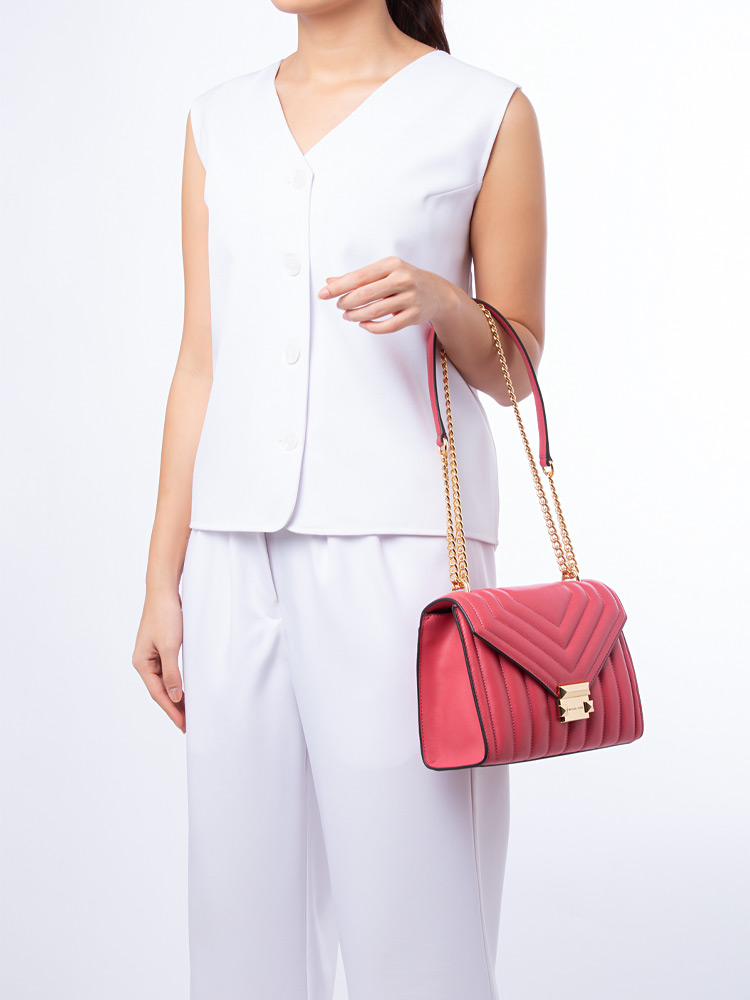Whitney Quilted Medium Shoulder Bag Light Berry Sorbet