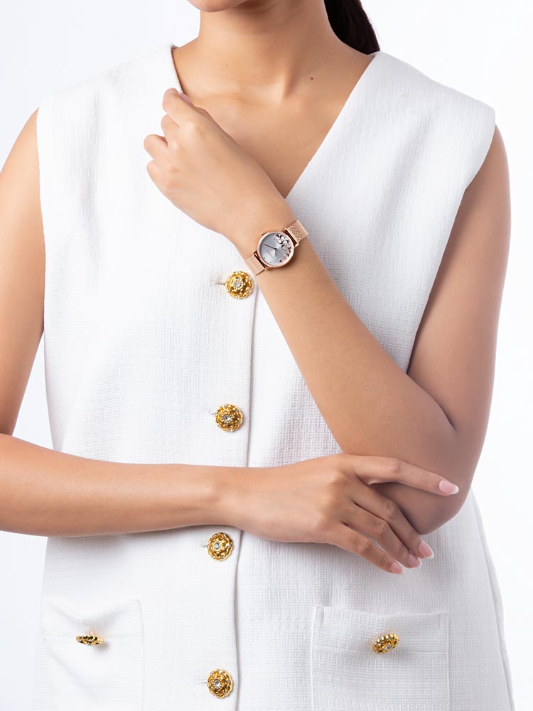 14503857 Perry Mesh Bracelet Watch Rose Gold