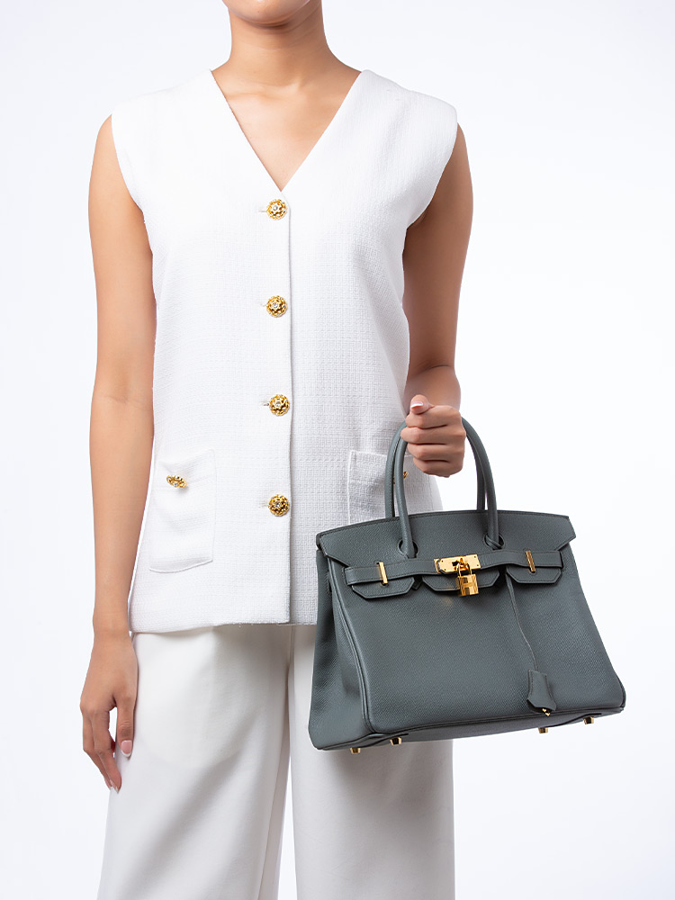Epsom Birkin 30 Vert Amande