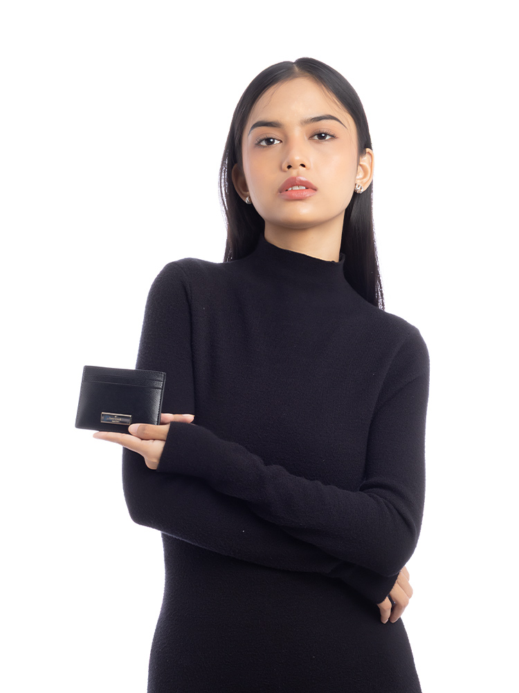 Kenzie Saffiano Boxed Cardholder Black