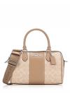 CW376 Signature Leather Stripe Rowan Satchel Sand Taupe