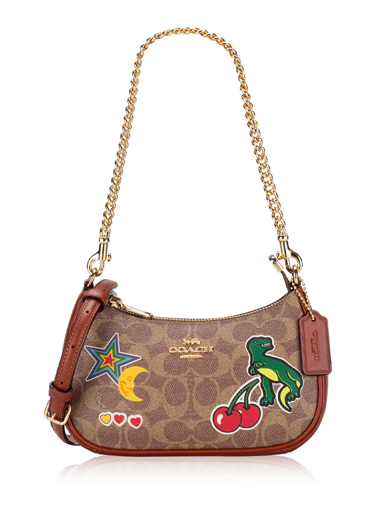 CW321 Signature Terri Mini With Sticker Print Crossbody Tan Multi