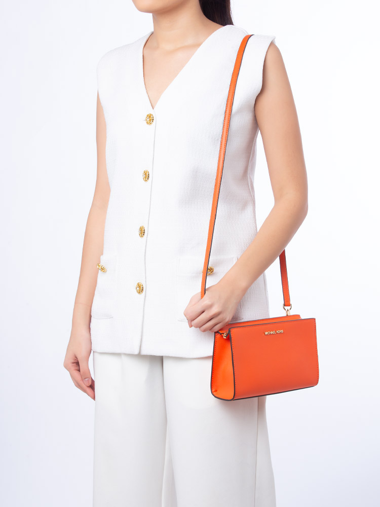 Sheila Saffiano Small Zip Crossbody Poppy
