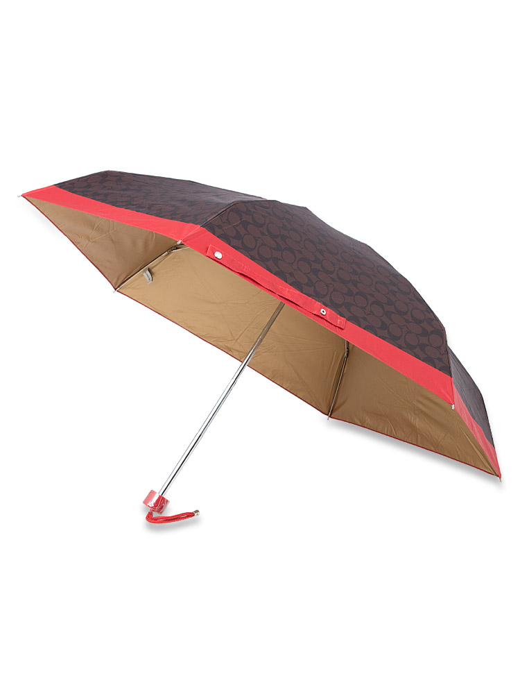 C4322 Signature Mini Umbrella Brown Bold Red