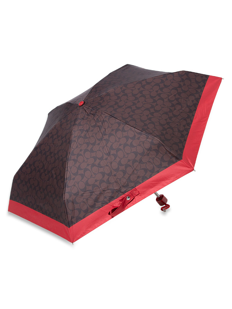 C4322 Signature Mini Umbrella Brown Bold Red