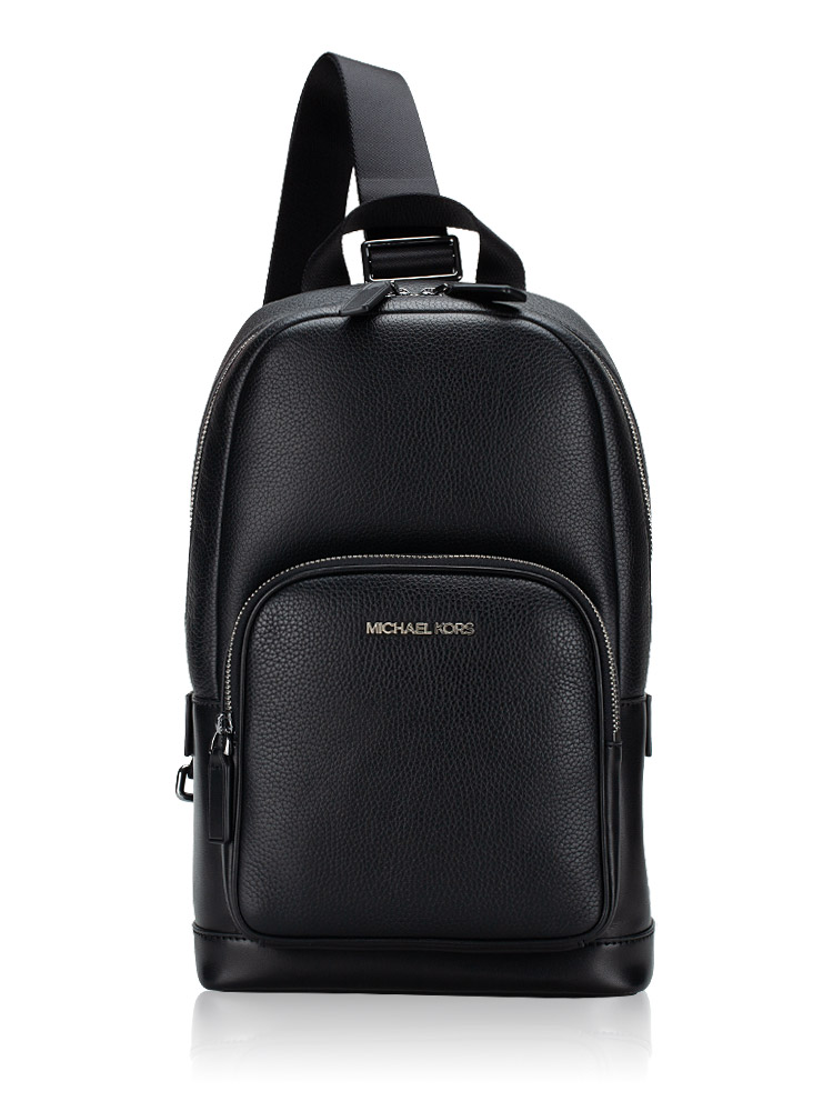 Men Cooper Pebbled Leather Sling Pack Black