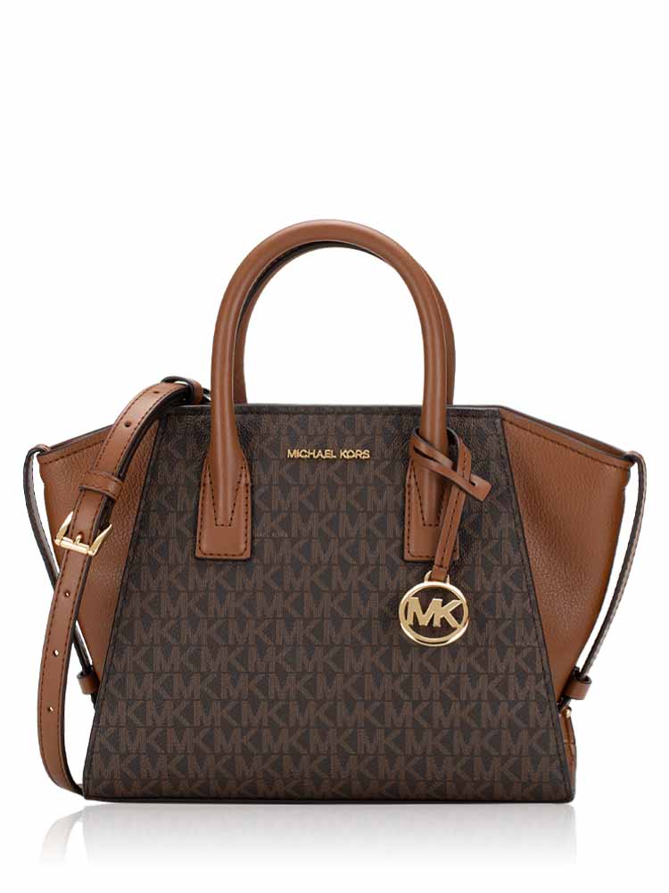 Signature Avril Small Top Zip Satchel Brown Multi