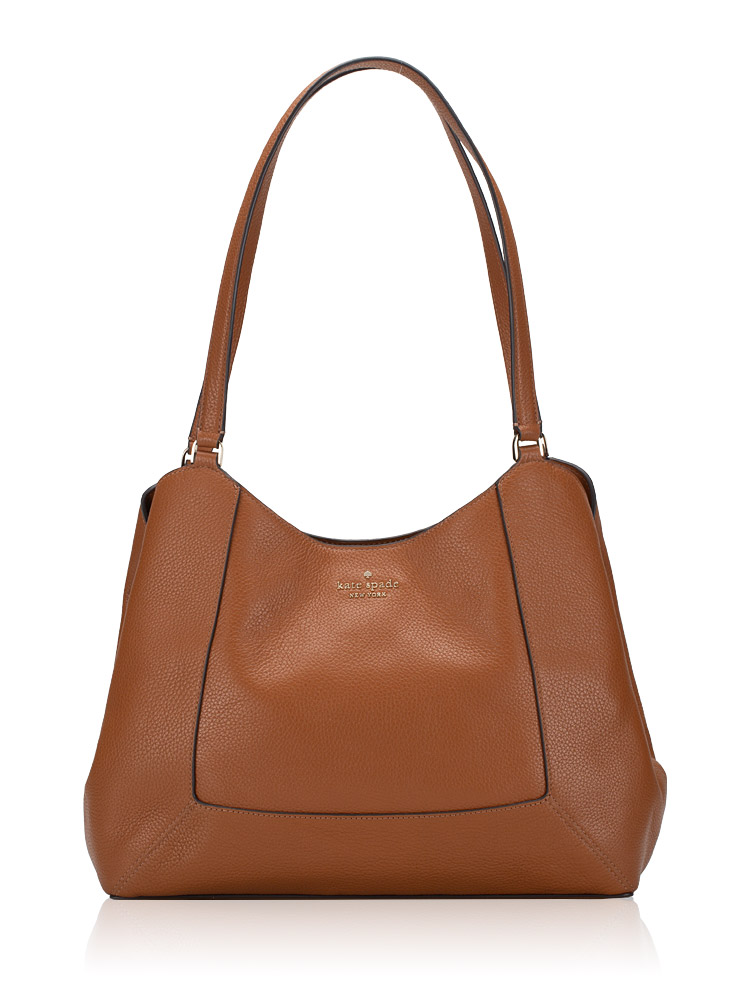 Lena Leather Triple Compartment Shoulder Bag Warm Gingerbread