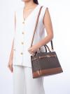 Signature Reed Large Belted Satchel Brown