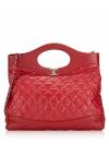 Shiny Crumpled Calfskin Large 31 Shopping Bag Red