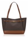 Signature Reed Large Belted Tote Brown Gold