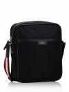Men Code Leather Shoulder Bag Black