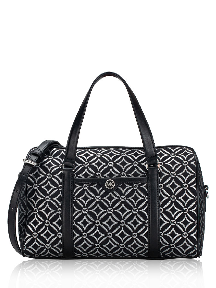 Signature Travel Medium Metallic Duffle Bag Black Silver