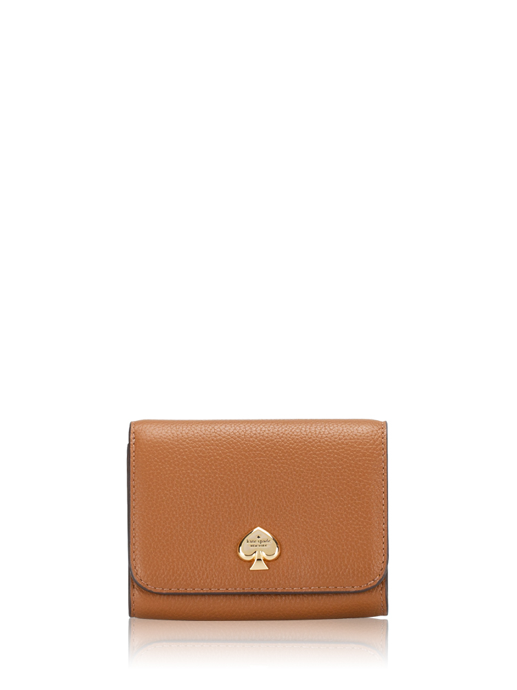 Kayla Pebbled Leather Small Wallet Warm Gingerbread