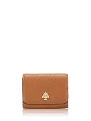 Kayla Pebbled Leather Small Wallet Warm Gingerbread