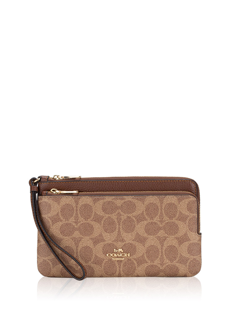 CX161 Signature Double Zip Wallet Tan Brown