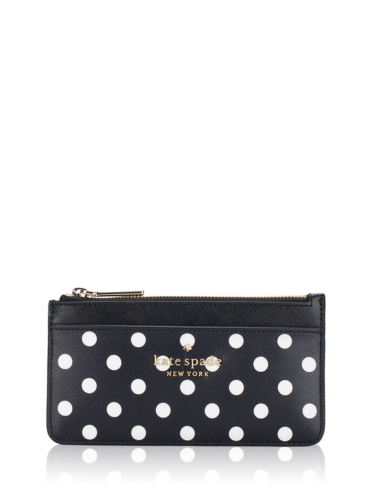 Cheers Charming Dot Printed Boxed Large Slim Card Holder Black Multi