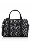Signature Travel Small Metallic Duffle Crossbody Black Silver