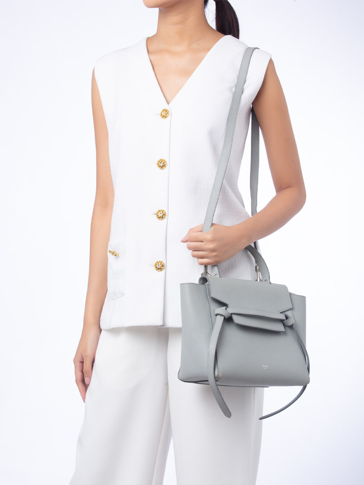 Grained Calfskin Micro Belt Bag Cloud