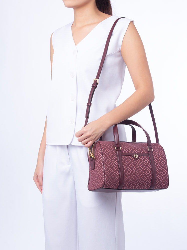 Signature Travel Metallic Medium Duffle Bag Oxblood Multi