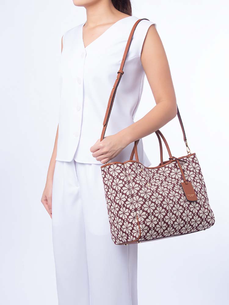 Spade Flower Jacquard Everything Medium Tote Burgundy Multi