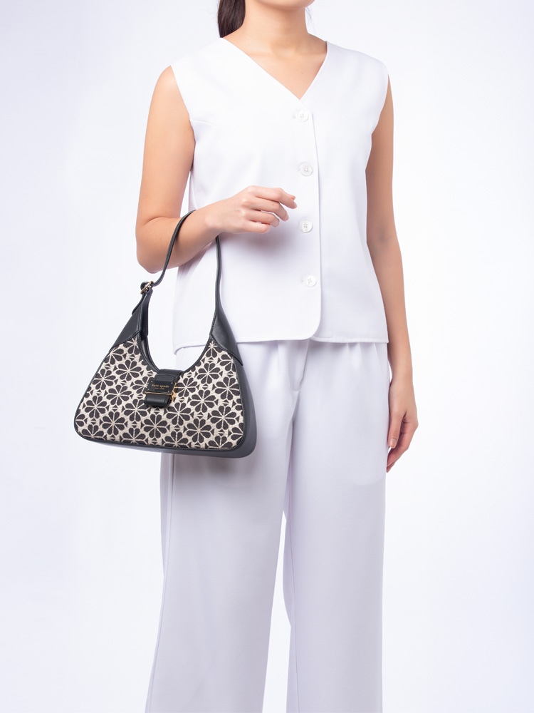 Flower Jacquard Nouveau Small Shoulder Bag Sand Multi