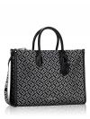 Signature Mirella Metallic Jacquard Medium Tote Black Silver