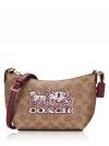 CX606 Signature Horse And Carriage Crossbody Tan Black Cherry