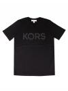 Sequined Logo Cotton T-Shirt Black Sz S
