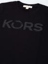 Sequined Logo Cotton T-Shirt Black Sz S