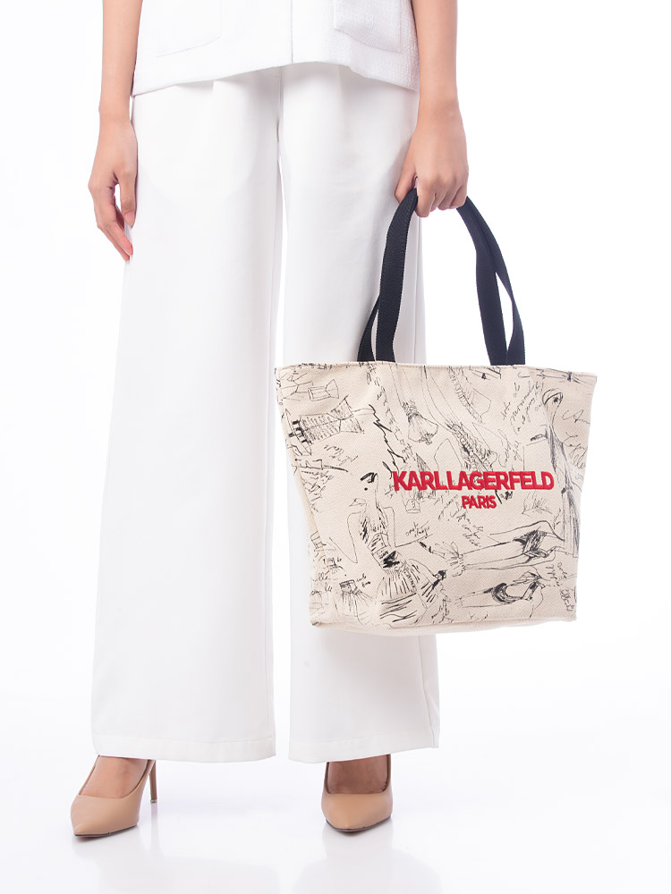LH3BG7CU Cannes Canvas Tote Streak Print Beige