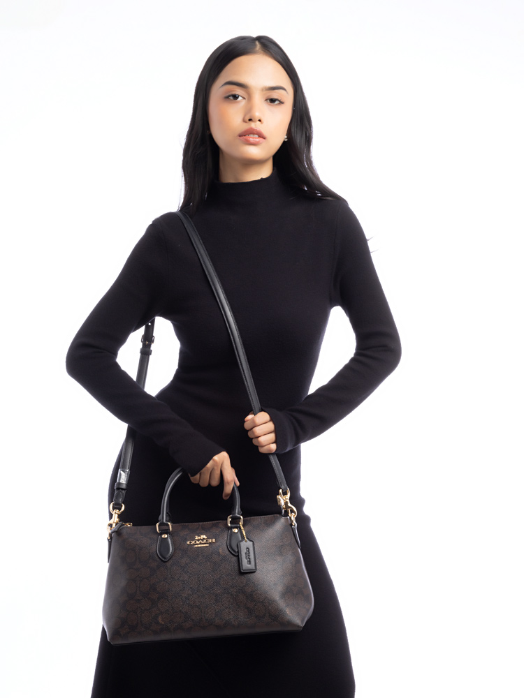 CW422 Signature Georgia Satchel Walnut Black